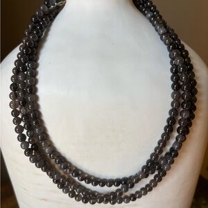 Jay King DTR Botswana Agate 3-Strand Necklace Gray Banded Gemstone Sterling 925